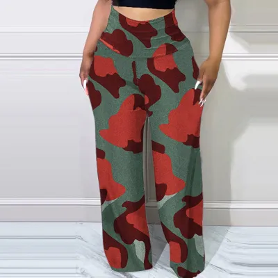 Women Plus Size Printed Loose Pants