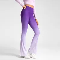 Leggings deportivos de cintura alta de color sólido de yoga para mujer