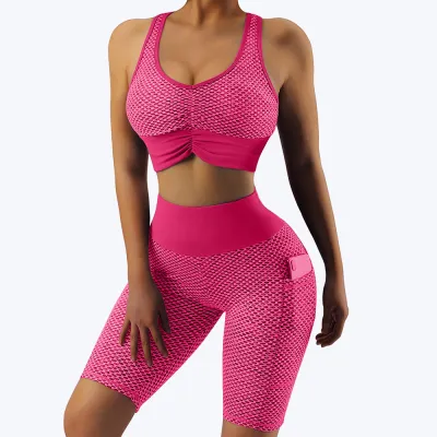 Women Yoga Fashion Sports Shorts Set - Polyester Leggings