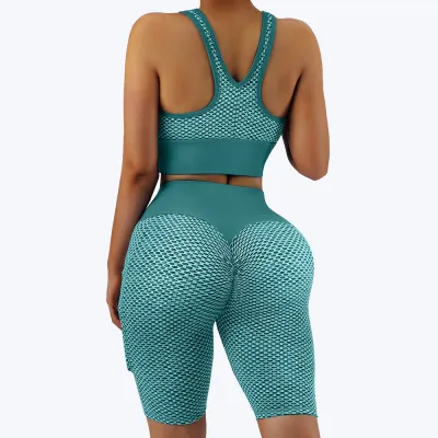 Women Yoga Fashion Sports Shorts Set - Polyester Leggings