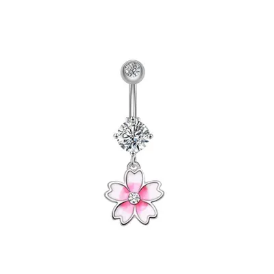 Women Minimalist Heart-Shaped Butterfly Stainless Steel Belly Button Ring Body Piercing Jewelry
