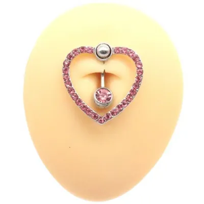 Women Minimalist Heart-Shaped Butterfly Stainless Steel Belly Button Ring Body Piercing Jewelry