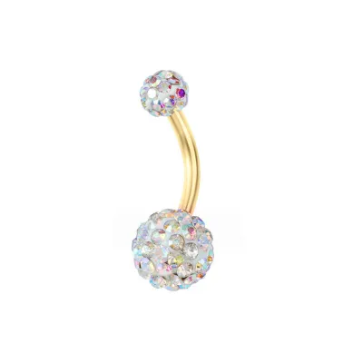 Women Minimalist Stainless Steel Soft Ceramic Ball Belly Button Ring Body Piercing Jewelry