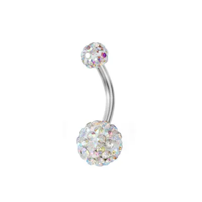 Women Minimalist Stainless Steel Soft Ceramic Ball Belly Button Ring Body Piercing Jewelry