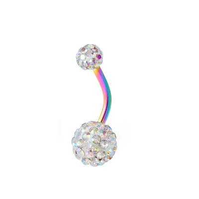 Women Minimalist Stainless Steel Soft Ceramic Ball Belly Button Ring Body Piercing Jewelry