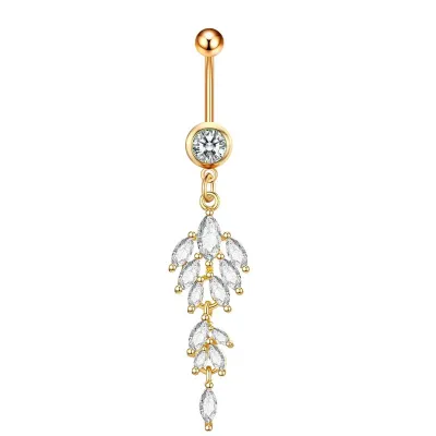 Women Simple Tassel Heart-Shaped Stainless Steel Navel Ring Body Piercing Jewelry