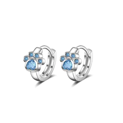 Women Fashion Stainless Steel Bear Paw Heart-Shaped Earrings Body Piercing Jewelry