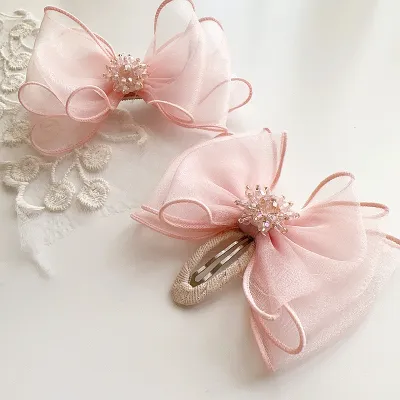 Children Kids Toddlers Girls Fabric Bow Hair Ring Hair Accessories