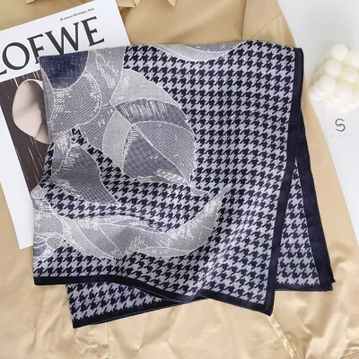 Women Fashion Butterfly Floral Print Square Polyester Scarf 68x68cm