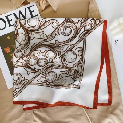 Women Fashion Butterfly Floral Print Square Polyester Scarf 68x68cm