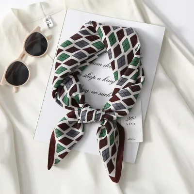 Women Fashion Butterfly Floral Print Square Polyester Scarf 68x68cm