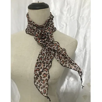 Fashion Elegant Women Solid Color Chiffon Long Scarf With Flower Clip