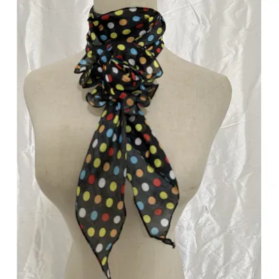 Fashion Elegant Women Solid Color Chiffon Long Scarf With Flower Clip
