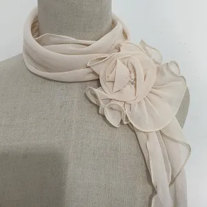 Fashion Elegant Women Solid Color Chiffon Long Scarf With Flower Clip