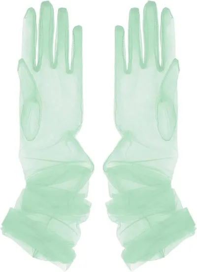 Women Summer Wedding Simple Solid Color The Swiss Net Mesh Long Gloves