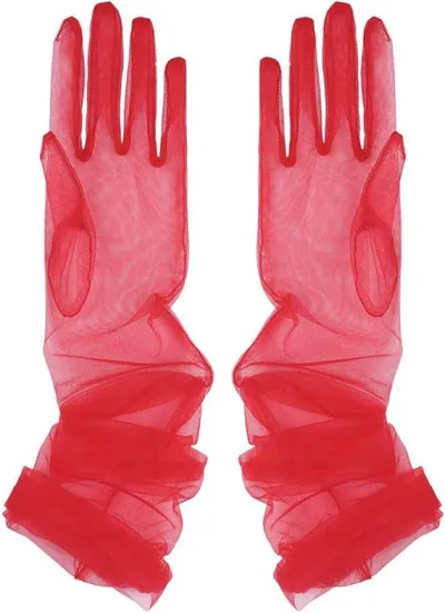 Women Summer Wedding Simple Solid Color The Swiss Net Mesh Long Gloves