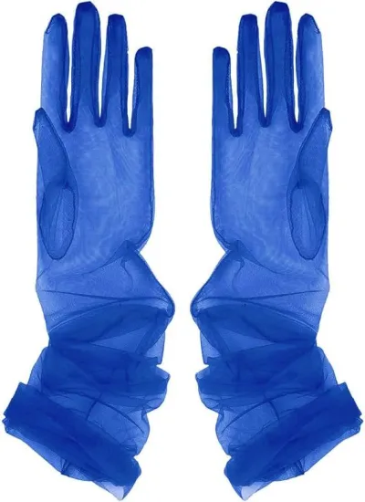 Women Summer Wedding Simple Solid Color The Swiss Net Mesh Long Gloves