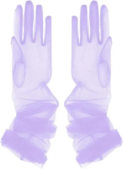 Women Summer Wedding Simple Solid Color The Swiss Net Mesh Long Gloves