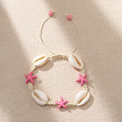 Women Fashion Holiday Beach Shell Starfish Adjustable Woven Bracelet