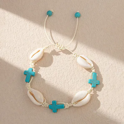 Women Fashion Holiday Beach Shell Starfish Adjustable Woven Bracelet