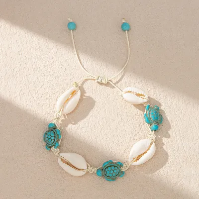 Women Fashion Holiday Beach Shell Starfish Adjustable Woven Bracelet