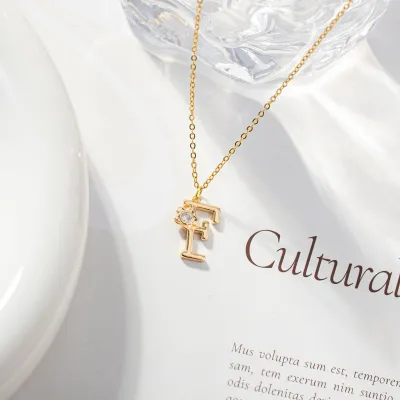Women Fashion Simple 26 English Letters Alphabet Pendant Necklace Light Luxury Titanium Steel