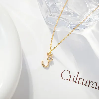 Women Fashion Simple 26 English Letters Alphabet Pendant Necklace Light Luxury Titanium Steel