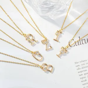 Women Fashion Simple 26 English Letters Alphabet Pendant Necklace Light Luxury Titanium Steel