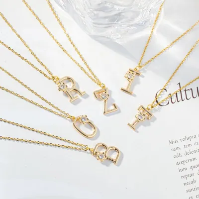 Women Fashion Simple 26 English Letters Pendant Necklace