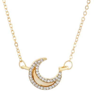 Women's Fashion Moon Rhinestone Pendant Alloy Necklace