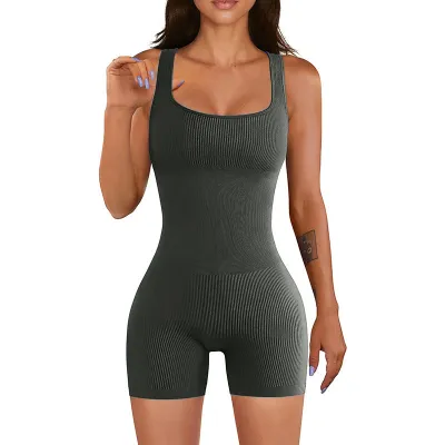 Women Yoga Solid Color Sling Sports Rompers