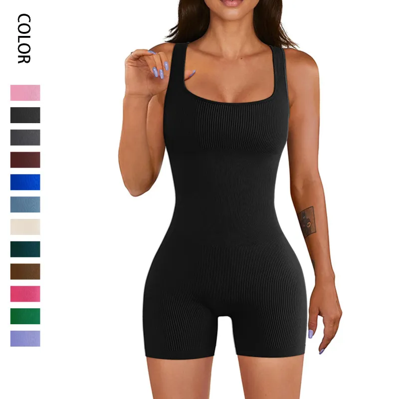 Women Yoga Solid Color Sling Sports Rompers