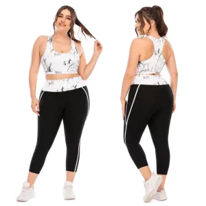 Women Plus Size Tie-Dye Yoga Set Nylon Two-Piece