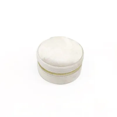 Fashion Solid Color Velvet Round Jewelry Box with Zipper