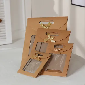 Simple Creative Kraft Paper Window Bow Handle Gift Paper Bag