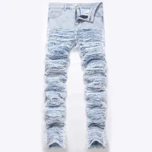 Men Fashion Casual Tassel Plus Size Ripped Hip-Hop Denim Jeans
