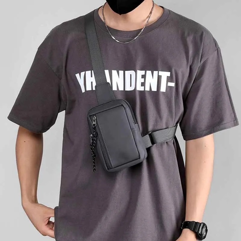 Men Casual Sports Commuter Solid Color Waist Chest Mini Bag