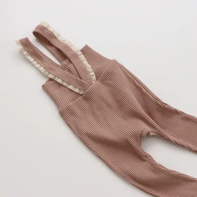 Kids Baby Boys Girls Casual Solid Color RIB-KIT Bow Sleeveless High Waist Long Cotton Knitted Suspender Romper