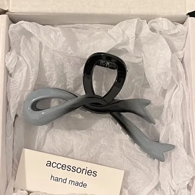 Women Fashion Gradient Acrylic Bow Hair Claws Japan and South Korea Style Plastic Resin Shark Clip Fresh and Sweet