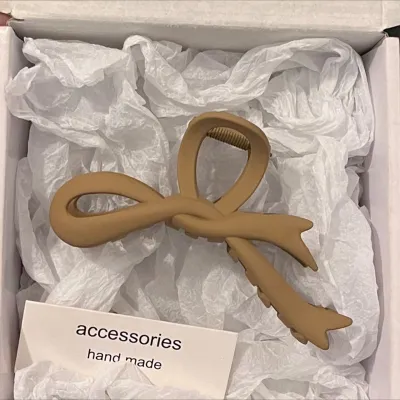 Women Fashion Gradient Acrylic Bow Hair Claws Japan and South Korea Style Plastic Resin Shark Clip Fresh and Sweet
