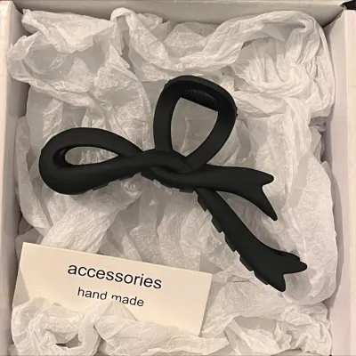 Women Fashion Gradient Acrylic Bow Hair Claws Japan and South Korea Style Plastic Resin Shark Clip Fresh and Sweet