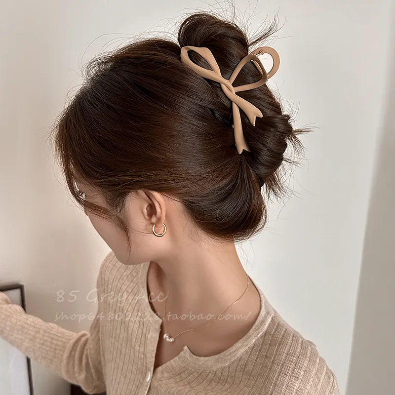 Women Fashion Gradient Acrylic Bow Hair Claws Japan and South Korea Style Plastic Resin Shark Clip Fresh and Sweet