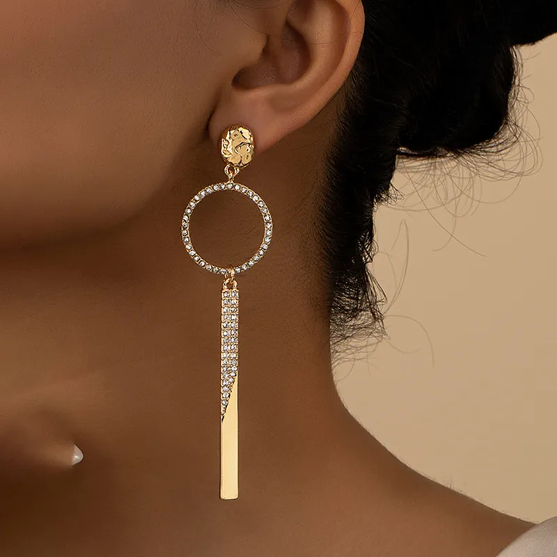 Fashion Personality Acrylic Geometric Rhinestone Earrings