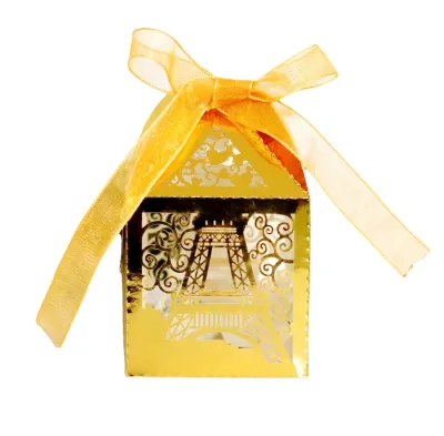 Creative Hollow Eiffel Tower Wedding Candy Packaging Box Paper Cardboard Flower Shape