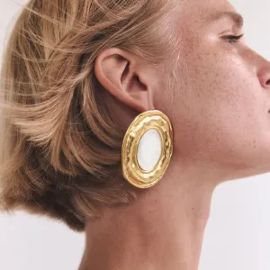 Women Retro Exaggerated Geometric Circular Earrings Vintage Literature Art Jewelry