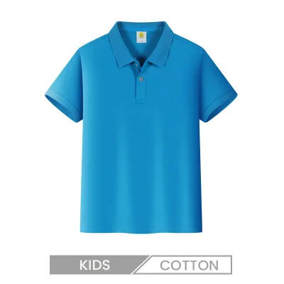 Customized Children Kids Lapel Short-Sleeved Cotton Advertising Polo Shirt T-Shirt