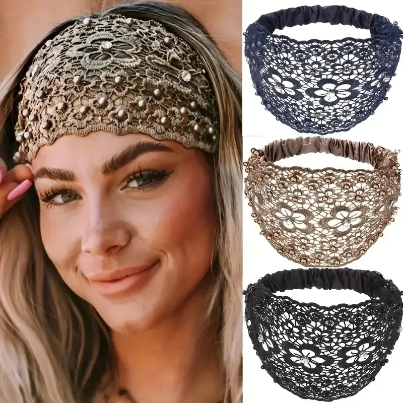 Hollow-Out Lace Plaid Women's Hair Band