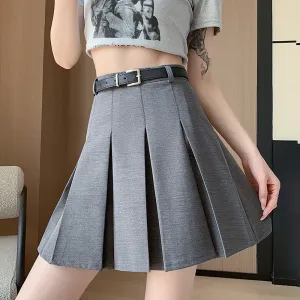 Women's Solid Color Pleated A-Line Skirt - Polyester Mini Skirt