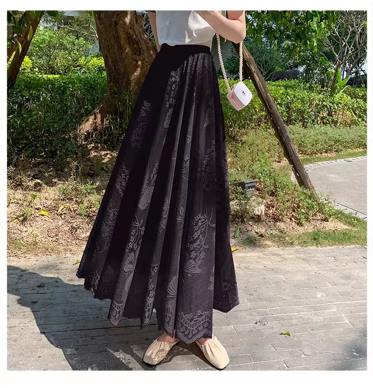 Wholesale Women Fashion Solid Color Lace Mesh Skirt