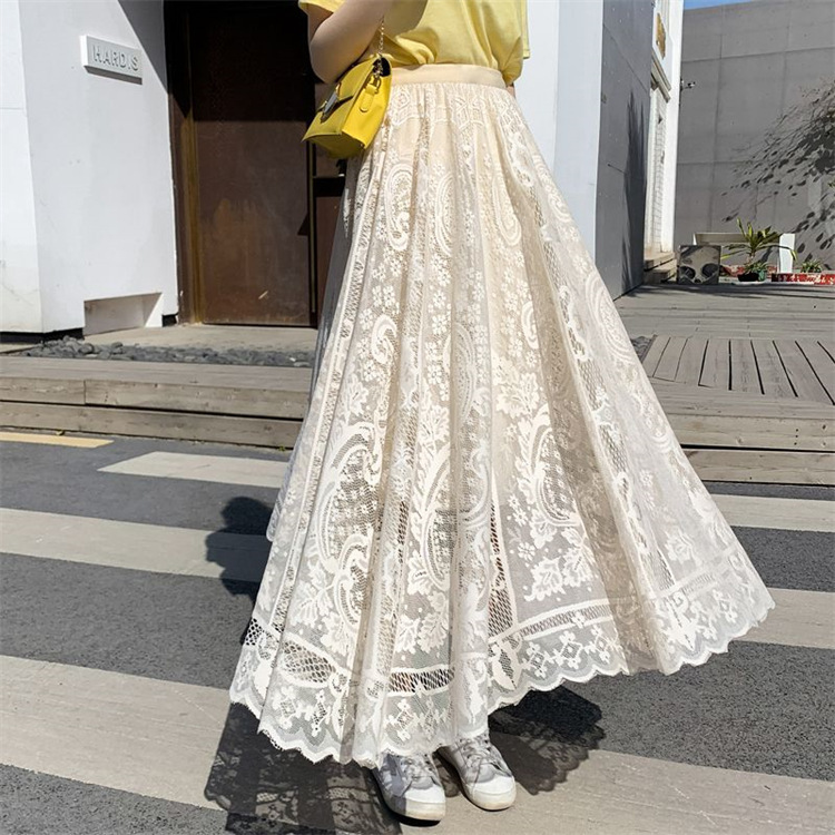 スカート OJOS : 25SS / Layered Mesh Nylon Midi Skirt (3colors) CHICWISH Women's Cream 3D Butterfly Double-Layered Mesh Midi